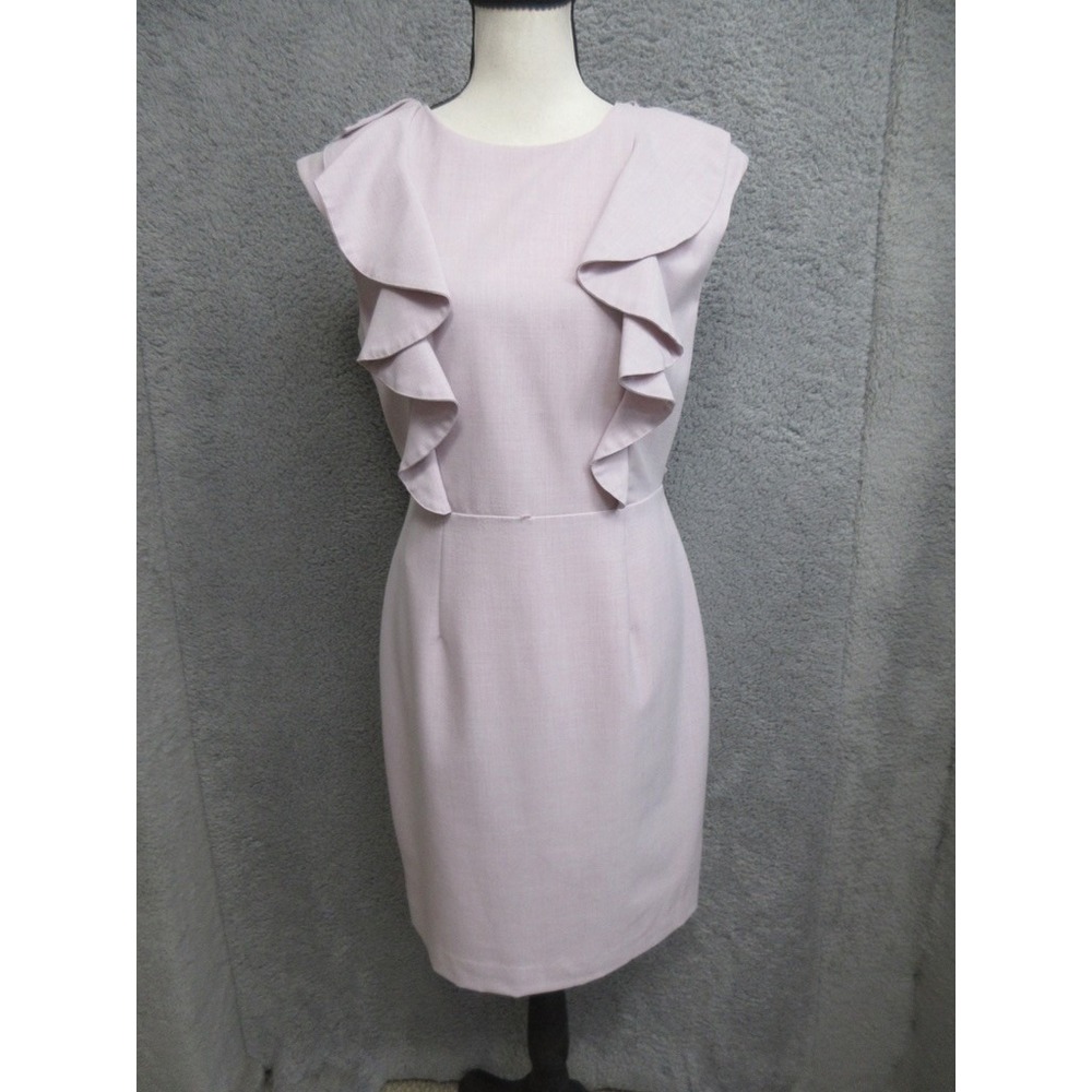 Calvin Klein Sheath Dress Womens 6 Pink Ruffle Workwear Quiet Luxury Tailored